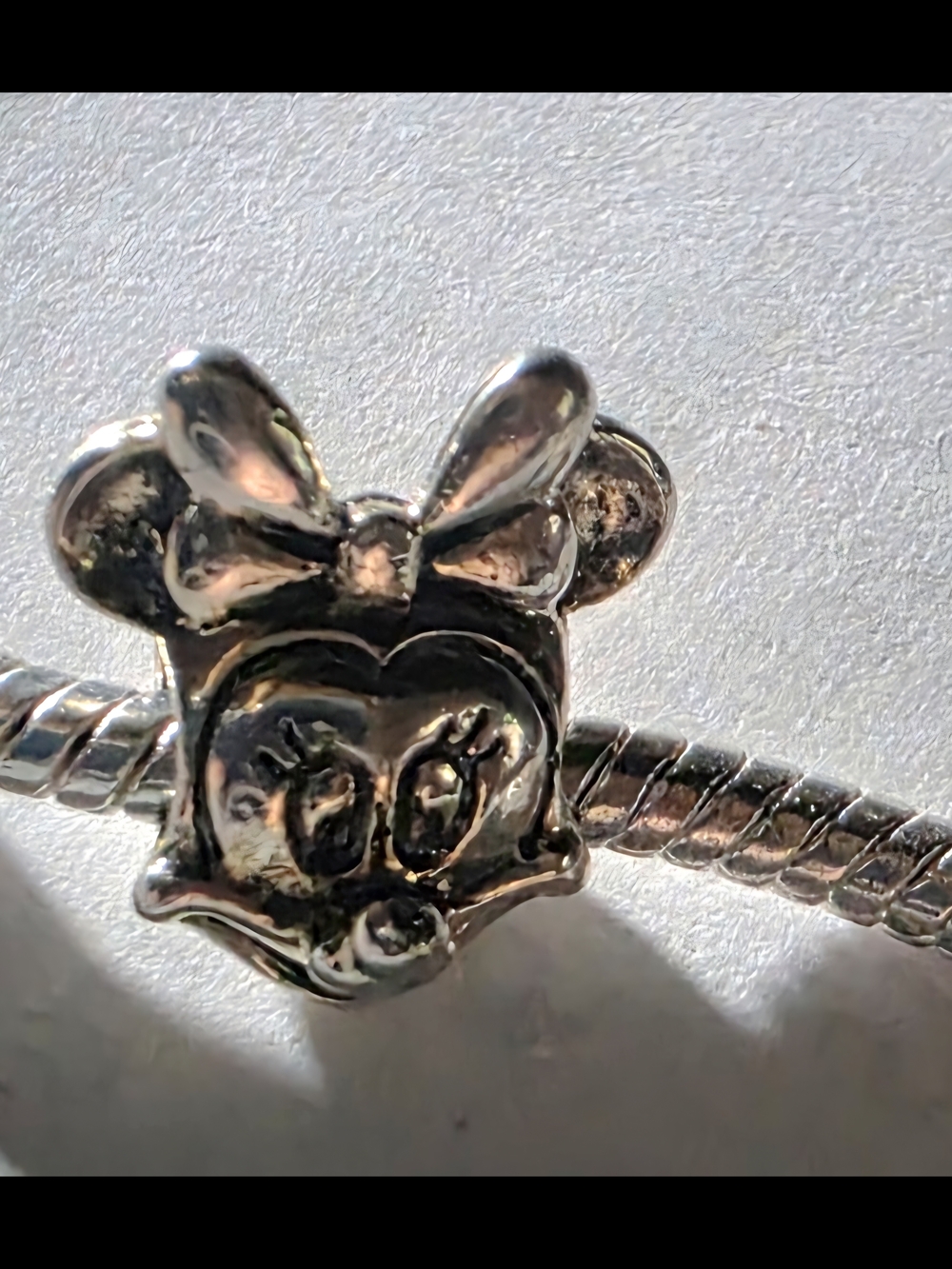Silver Minnie Mouse Charm Bead